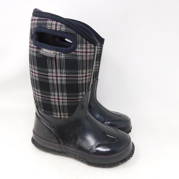 plaid rain boots